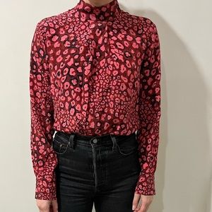 CEFFIN Silk Animal Print Blouse (size M)